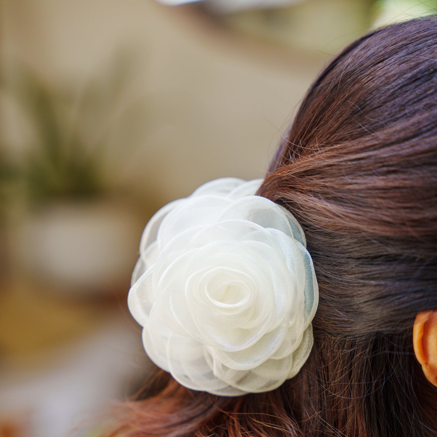 Rosa White & Pink  - Flower Hair Claw Clip