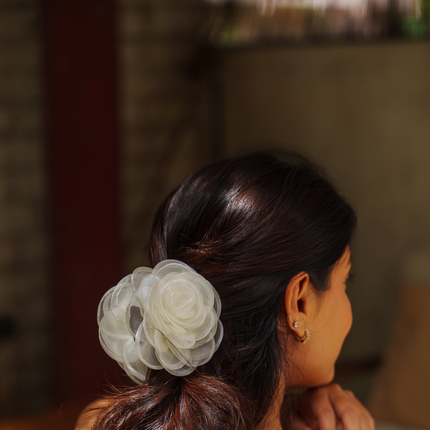 Rosa White & Pink  - Flower Hair Claw Clip