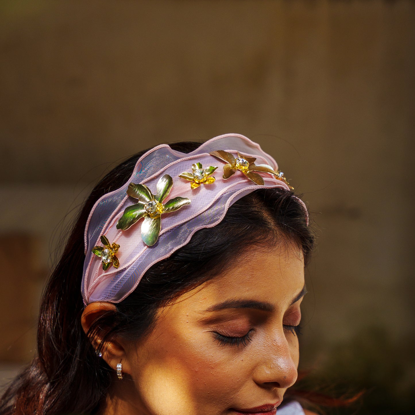 Festive Floral Coquette Headband- Pink