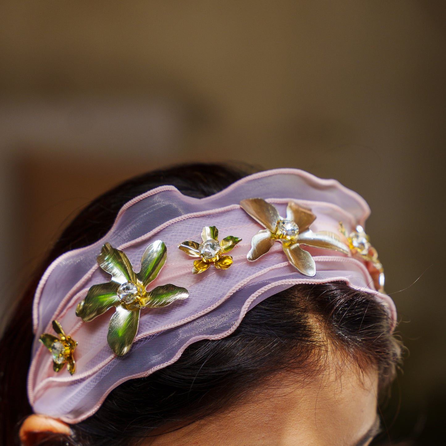 Festive Floral Coquette Headband- Pink