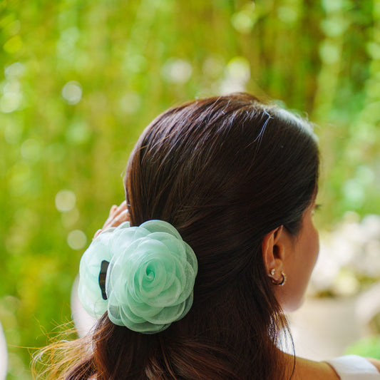 Rosa Mint  - Flower Hair Claw Clip