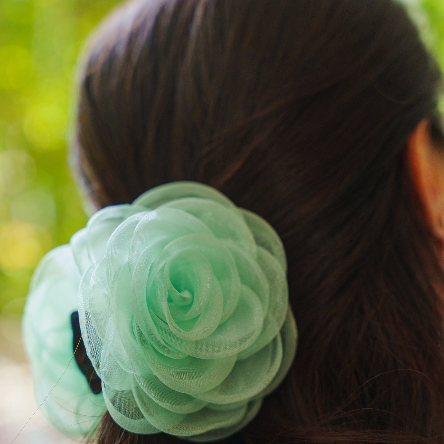 Rosa Mint  - Flower Hair Claw Clip