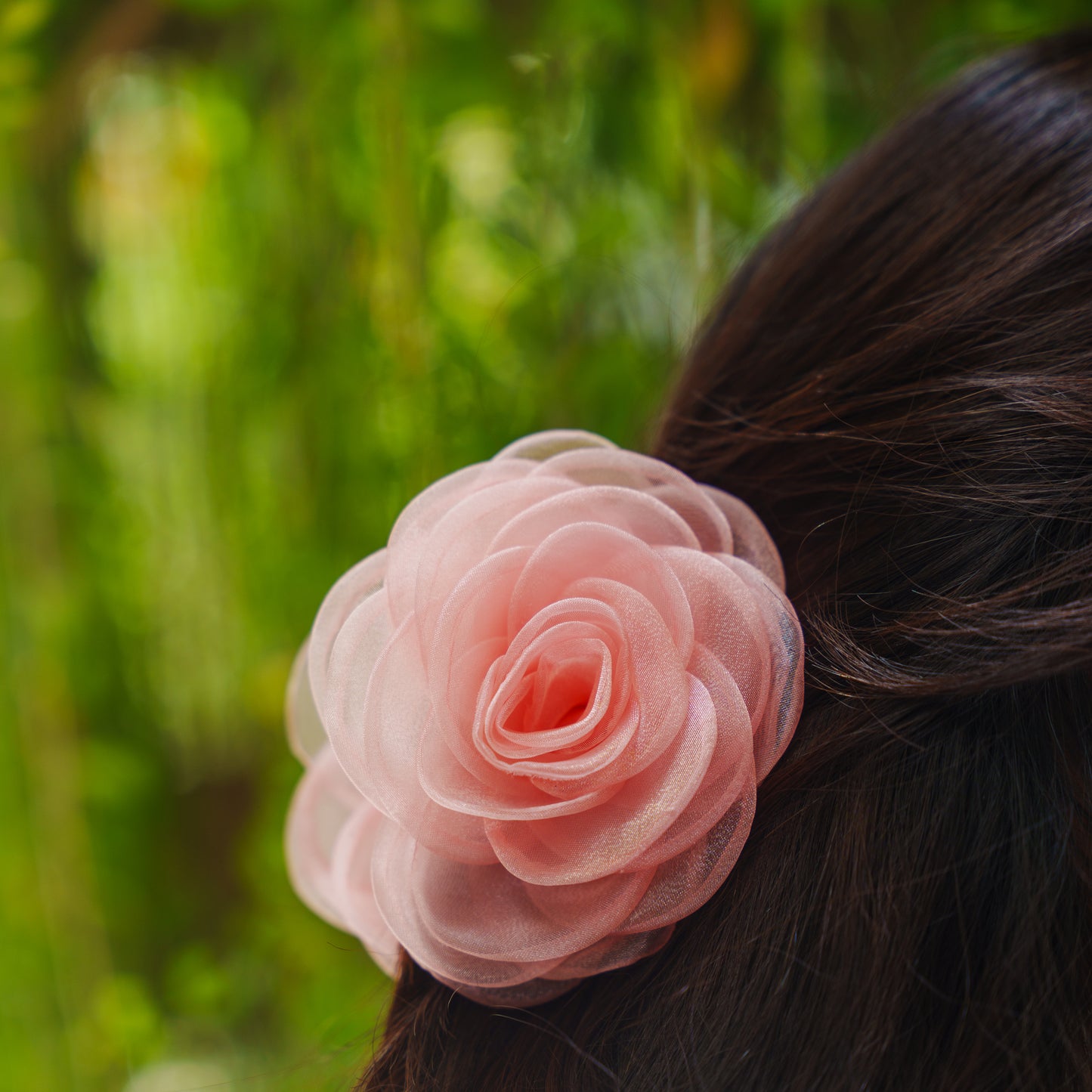 Rosa White & Pink  - Flower Hair Claw Clip