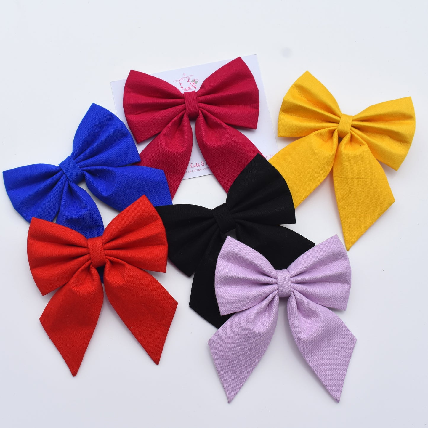 Solid combo set of 6 - Pigtail Bow