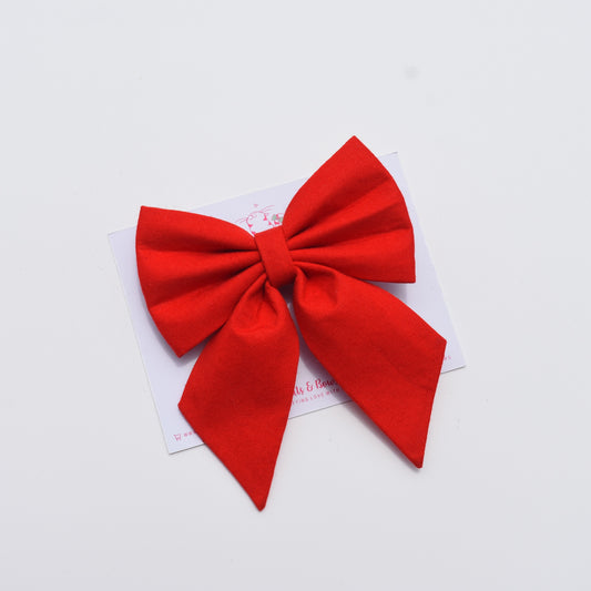 Bright Red - Pigtail Bow