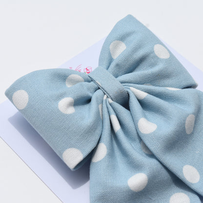 Blue Dotty - Midi Tail Hair Bow