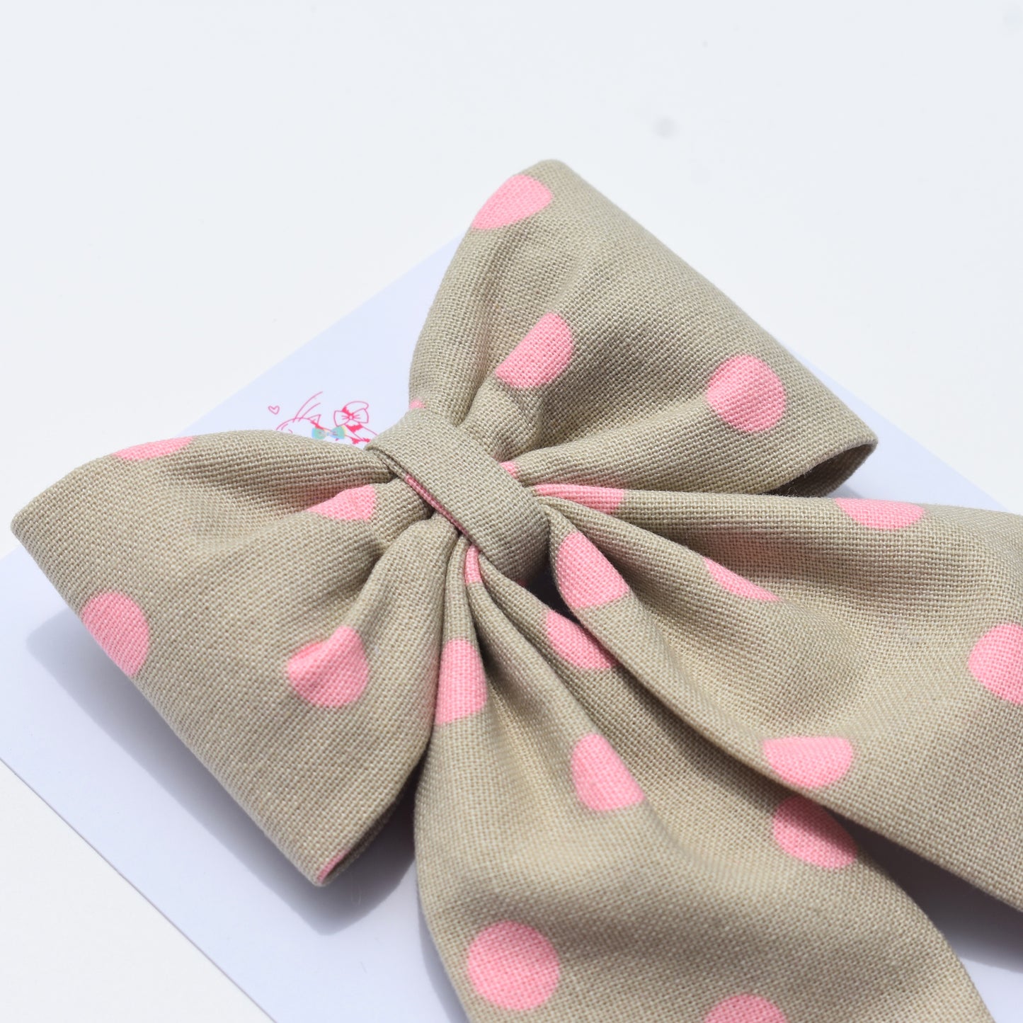 Grey Dotty - Midi Tail Hair Bow
