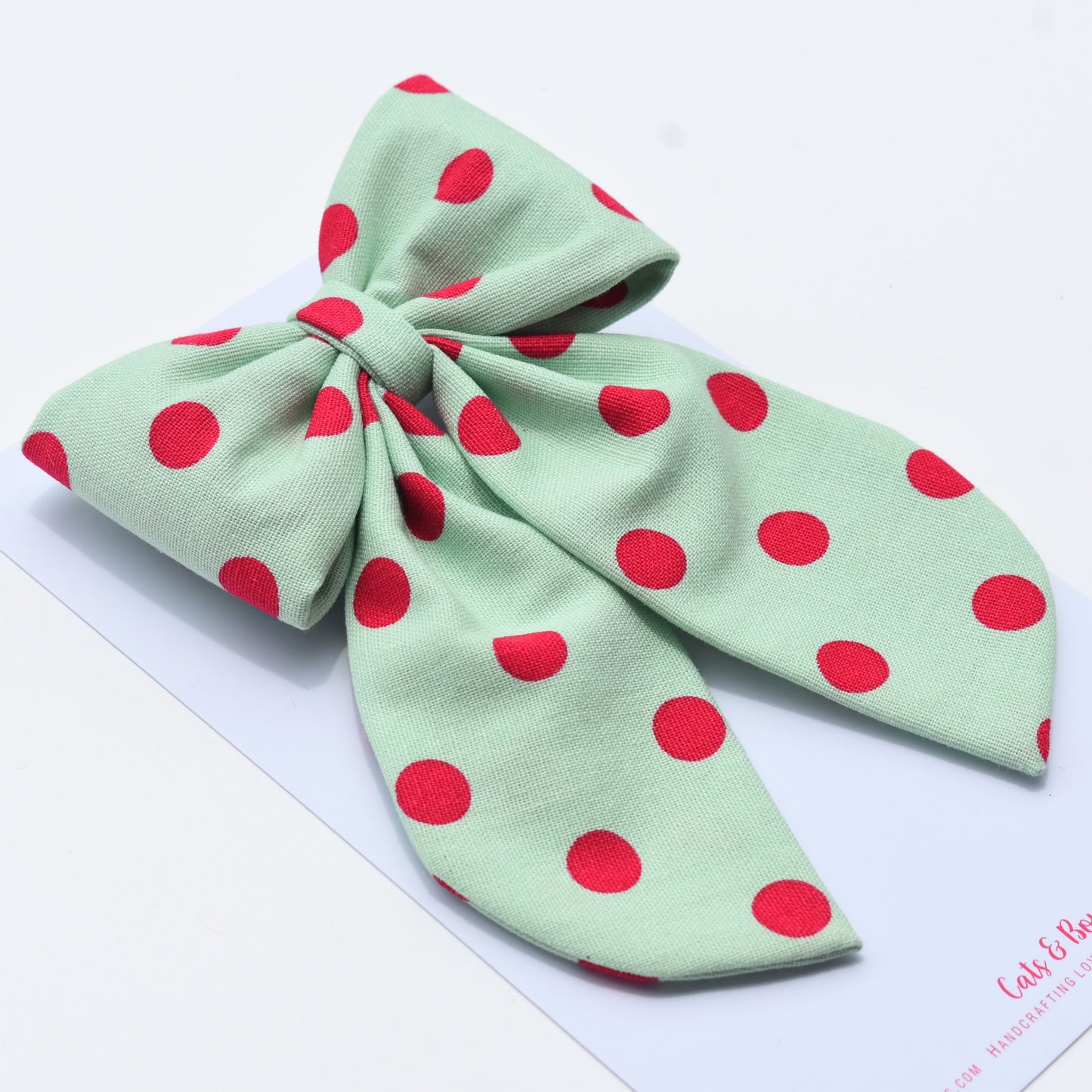 Minty Dotty - Midi Tail Hair Bow