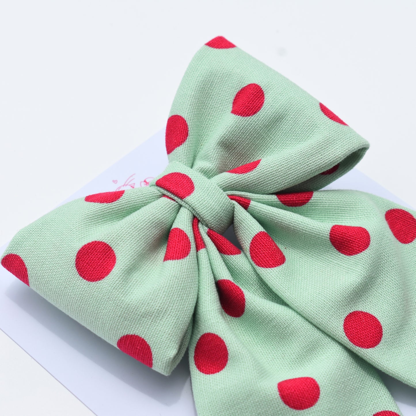 Minty Dotty - Midi Tail Hair Bow