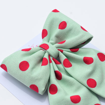 Minty Dotty - Midi Tail Hair Bow