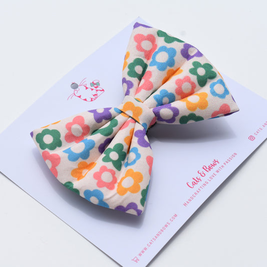Rainbow floral - Classic hair Bow
