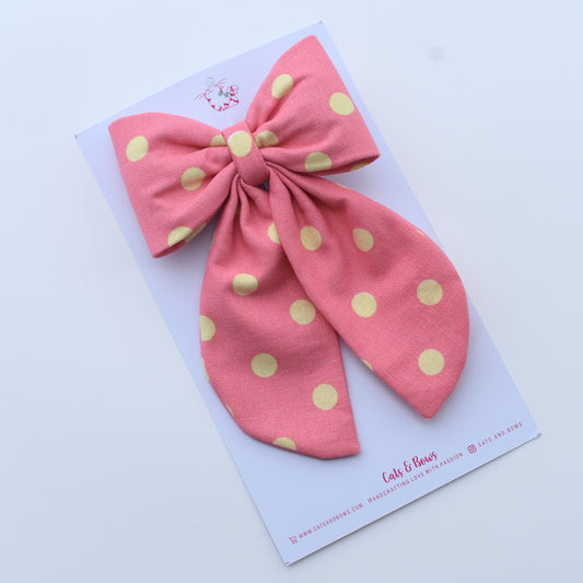 Pink Yellow - Midi Tail Hair Bow
