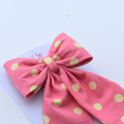Pink Yellow - Midi Tail Hair Bow
