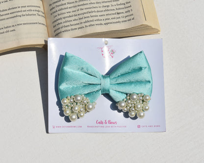 Turquoise Pearl Bow