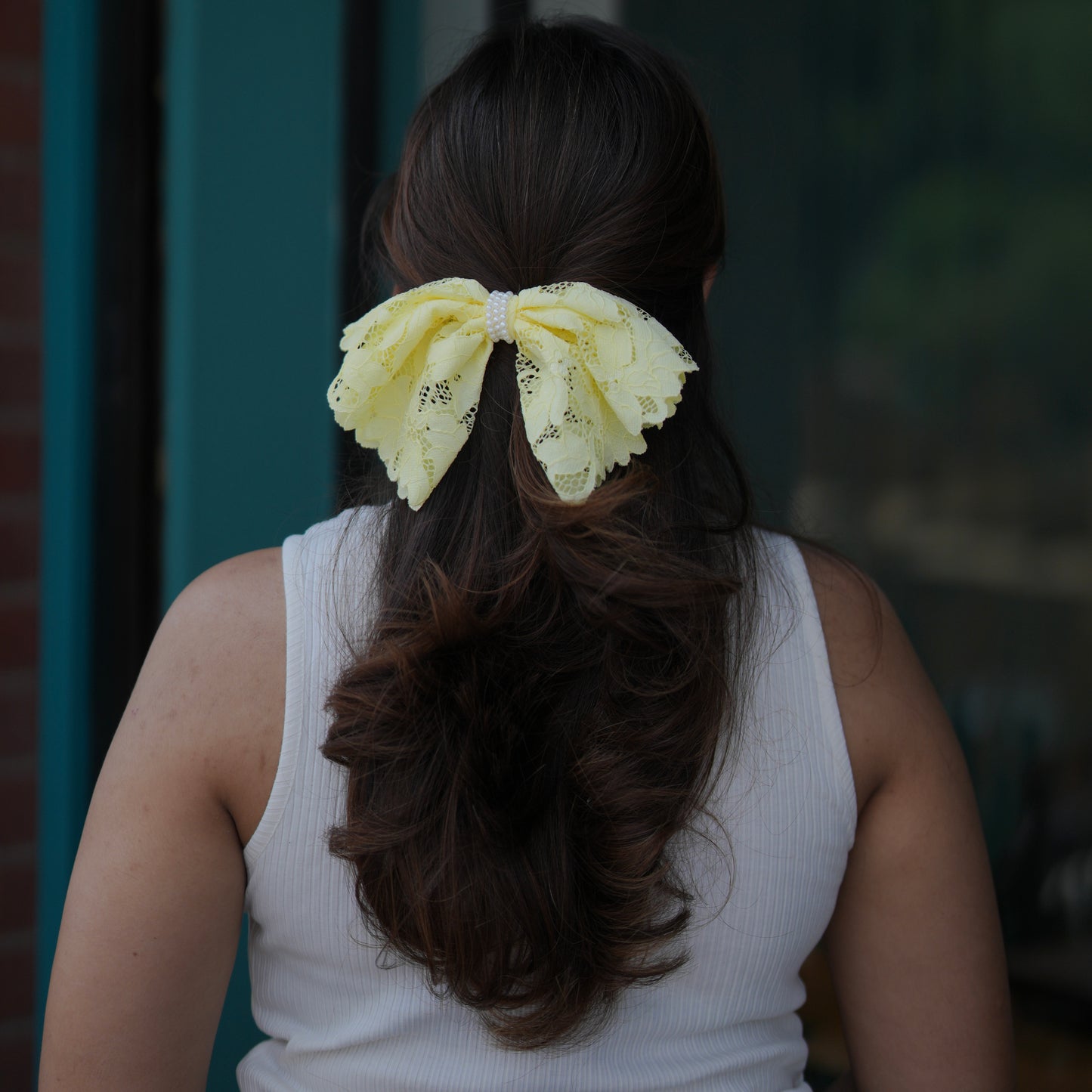 Droopy Lace Bow - Yellow
