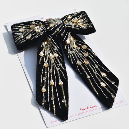 Starry Night Embellished Bow Barrette