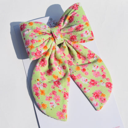 Lime Corduroy- Midi Tail Bow