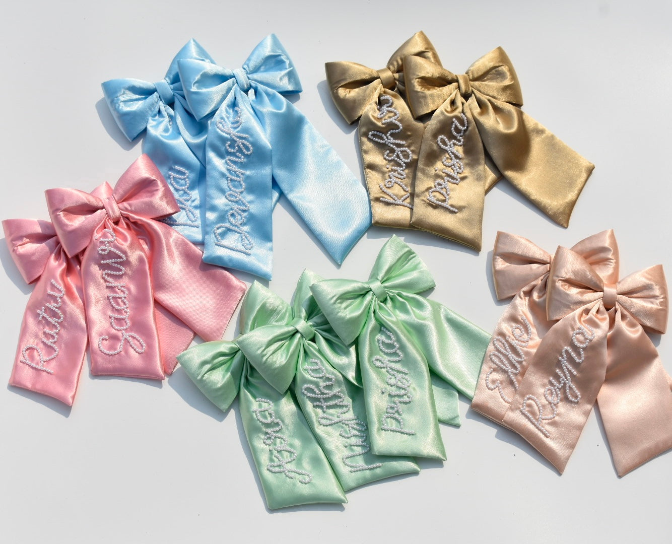 Personalized Name - Pearl on Satin Bow