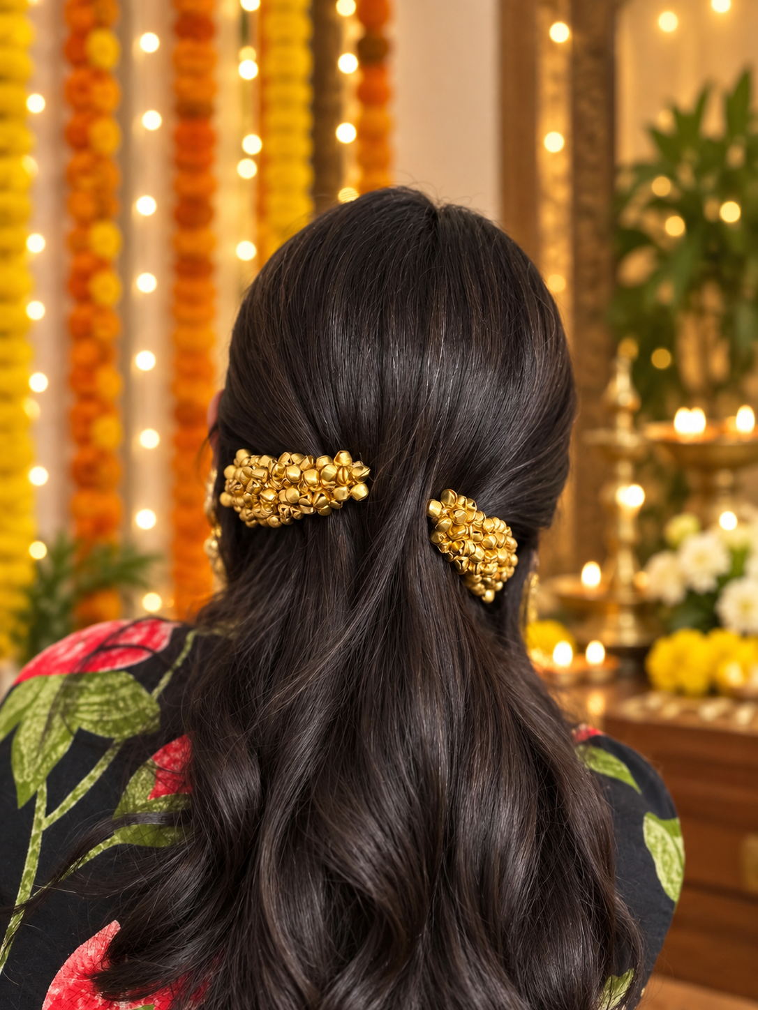 Ghungroo gold clips - Navratri clip set