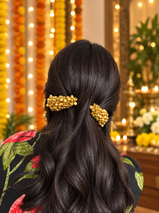 Ghungroo gold clips - Navratri clip set