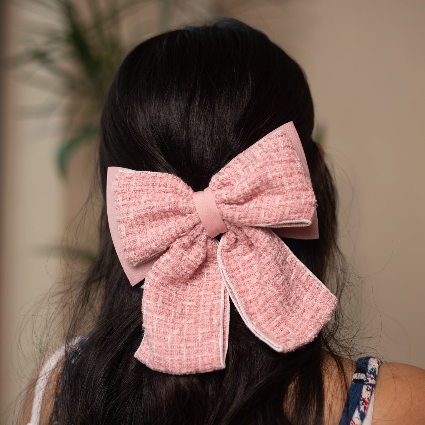 Maxi Tweed Bow - Bubble gum