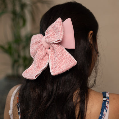 Maxi Tweed Bow - Bubble gum