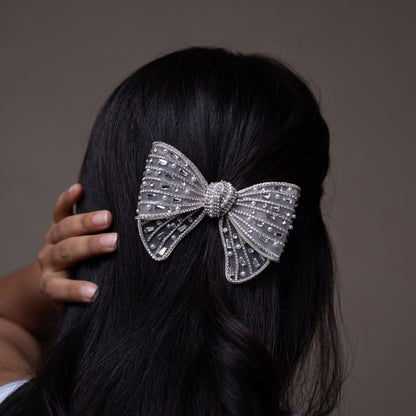 Blaze Mesh Silver - Bejeweled Bow