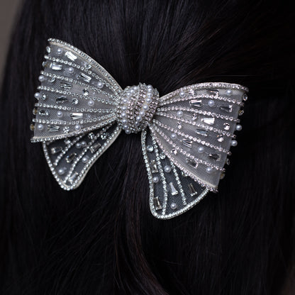 Blaze Mesh Silver - Bejeweled Bow