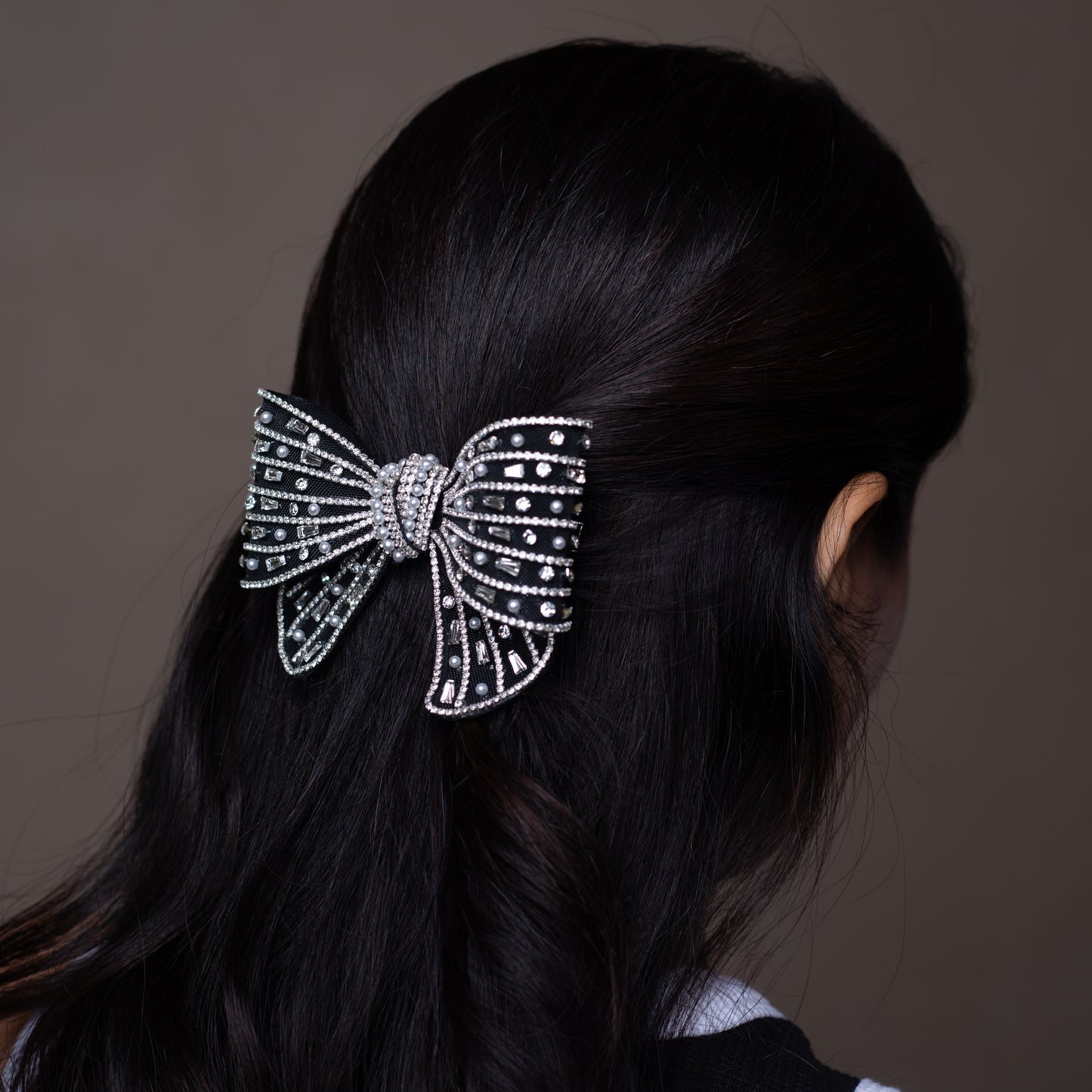 Blaze Mesh Black - Bejeweled Bow