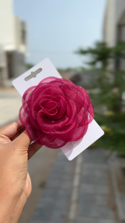 Rosa Maroon  - Flower Hair Claw Clip