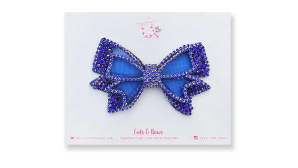 Mesh Bejeweled Bow - Blue