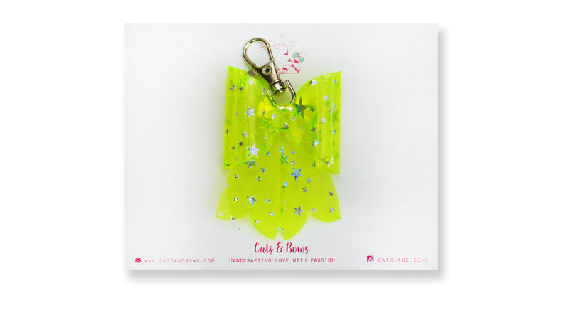 Starry Jelly Neon Green Bow charm