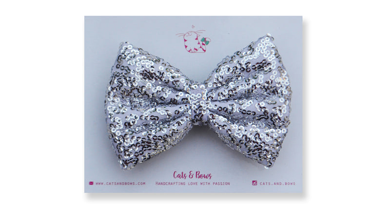 Silver Sequin Bow