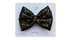 Gold Black Sequin Bow