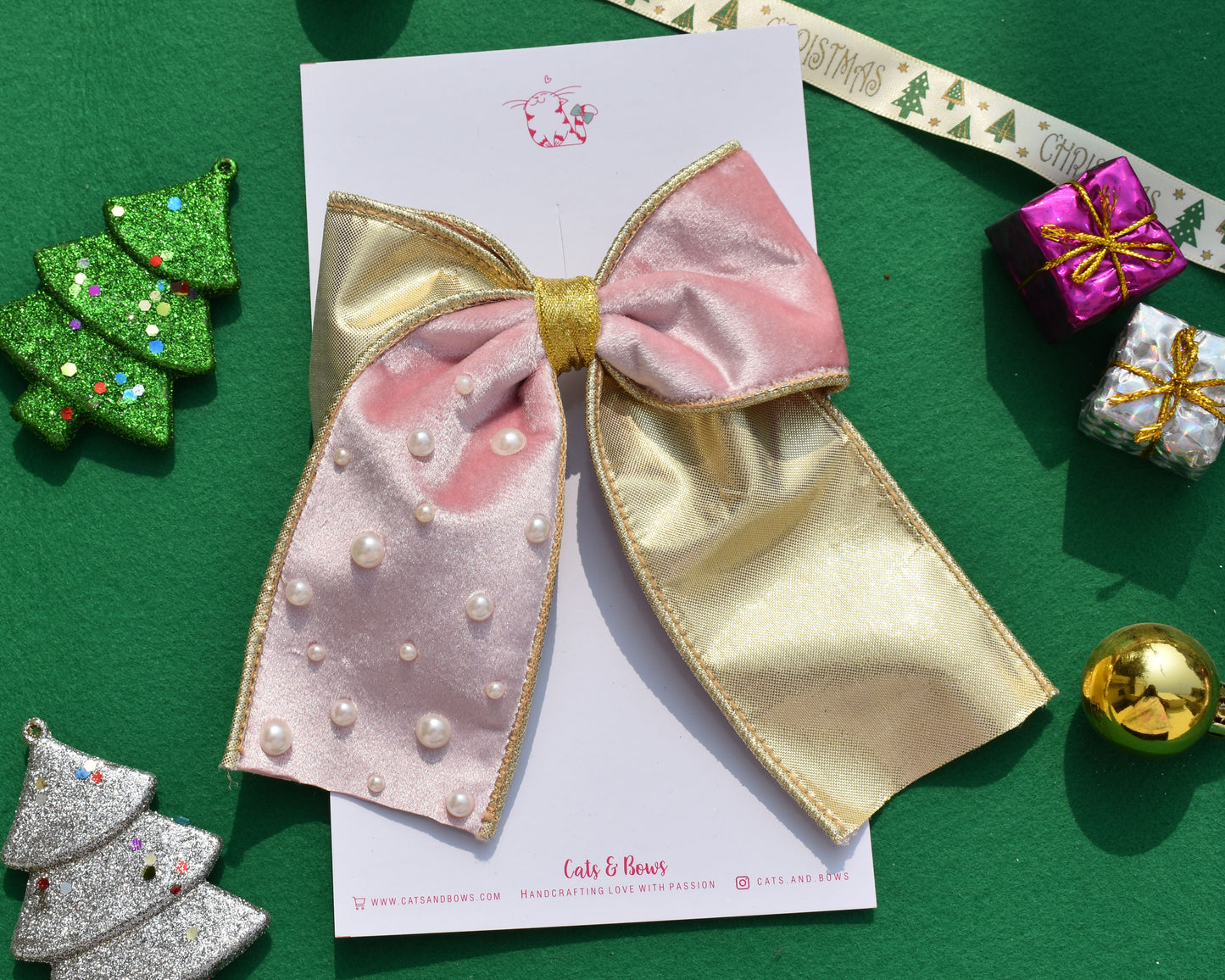 Velvet Ribbon Bow- Blush Pink