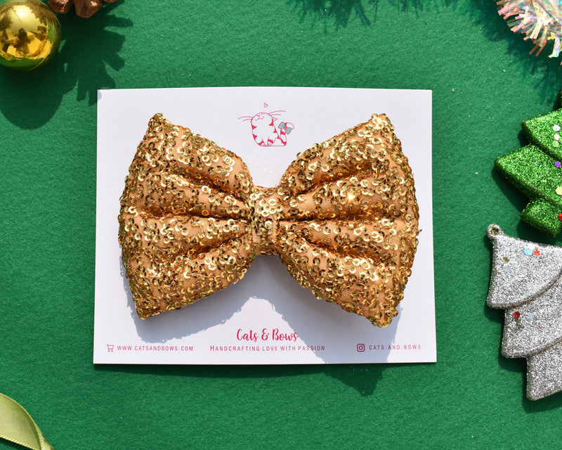 Shimmer Sequin Bow - Gold