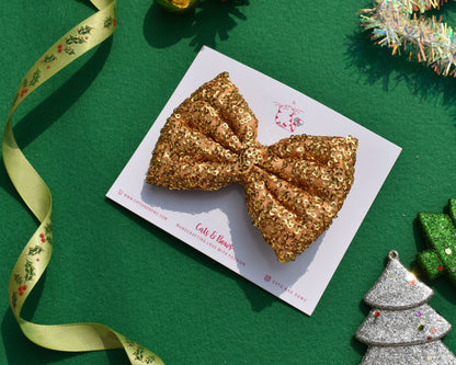 Shimmer Sequin Bow - Gold