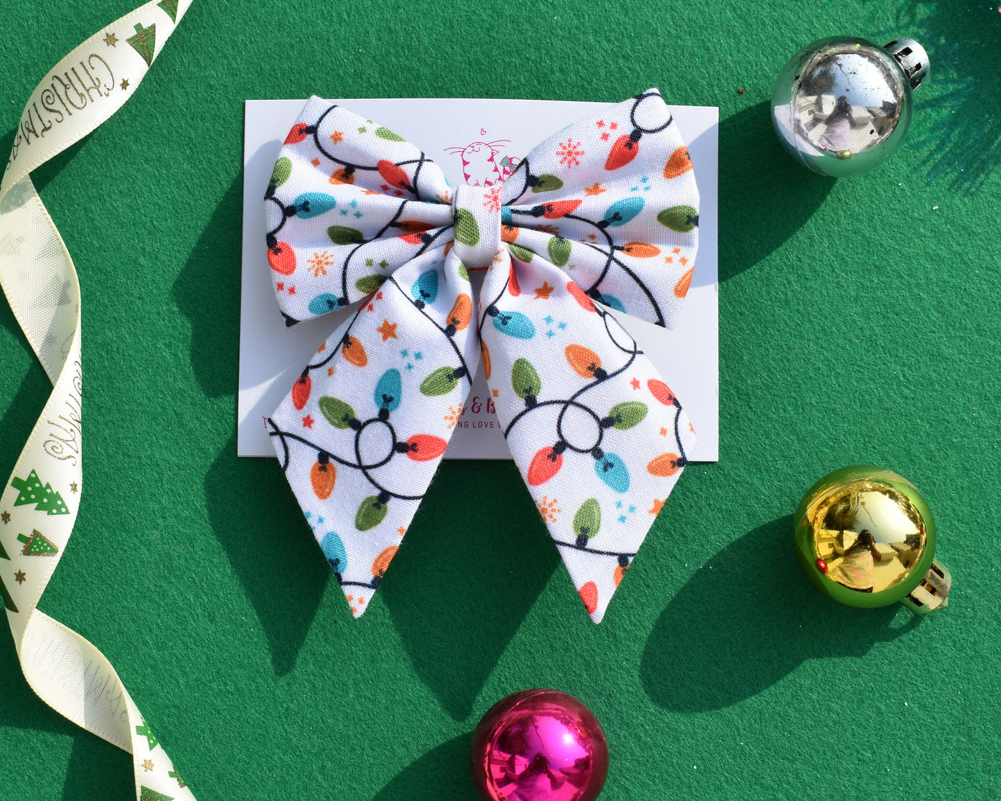 Christmas Lights Pigtail Bow