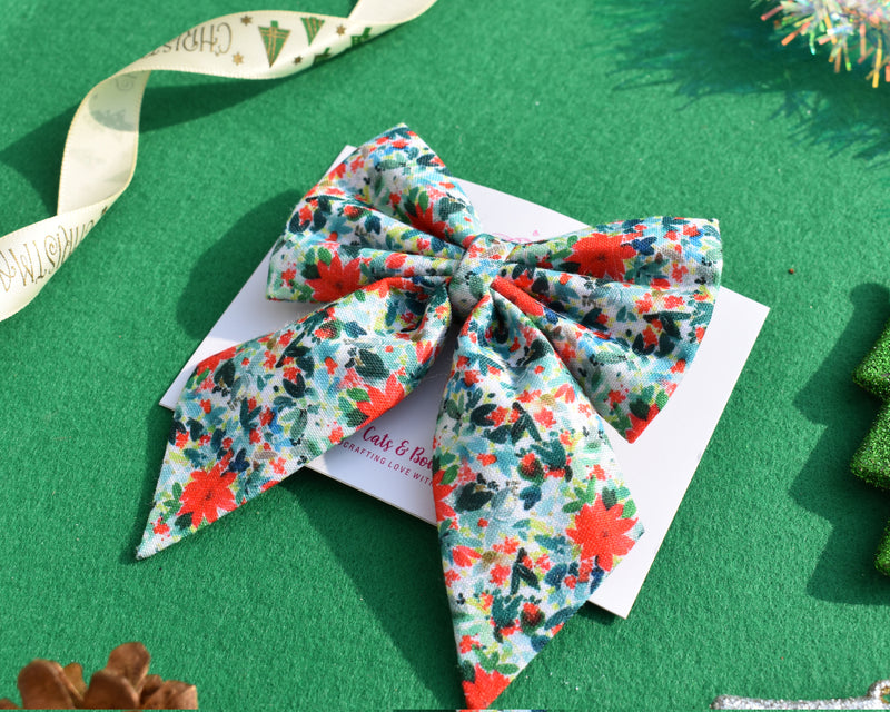 Christmas Berries Pigtail Bow