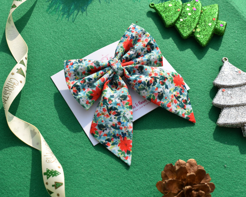 Christmas Berries Pigtail Bow