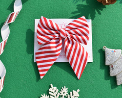 Candy Cane  Pigtail Bow