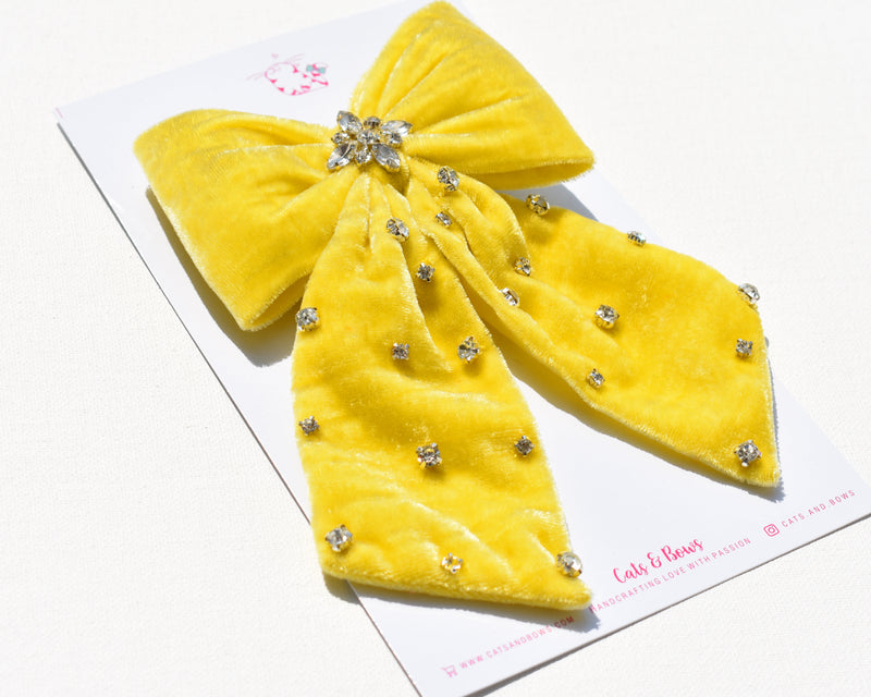 Yellow // Jewelled Velvet Bow
