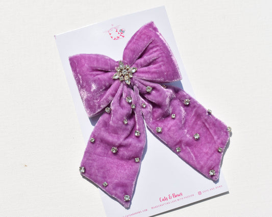 Mauve // Jewelled Velvet Bow