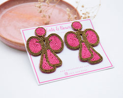 Anna - Beaded Bow Earring in Pink