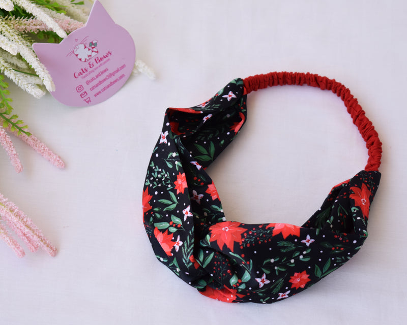 Poinsettia Flora - Twisted Turban Headbands