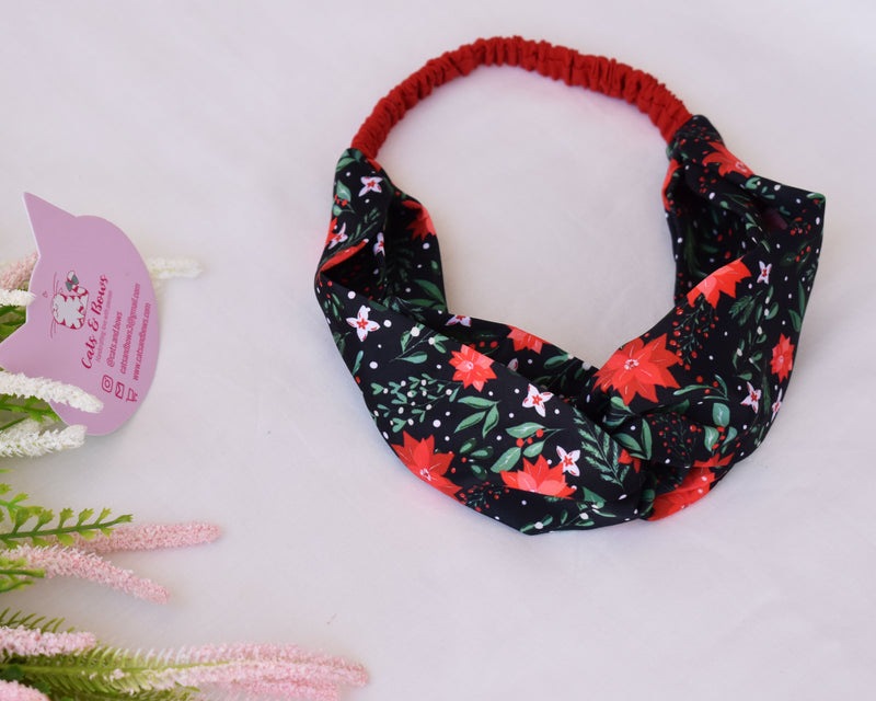 Poinsettia Flora - Twisted Turban Headbands