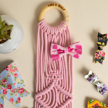 Macramé Bow Organiser - Pink