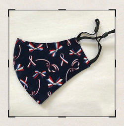 Navy blue Bow printed mask